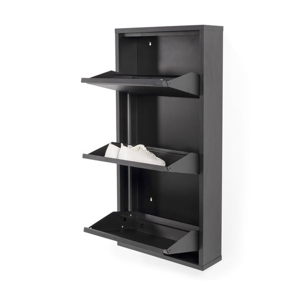 Черна метална накланяща се стойка за обувки 50x103x15 cm Billy – Spinder Design-image-2