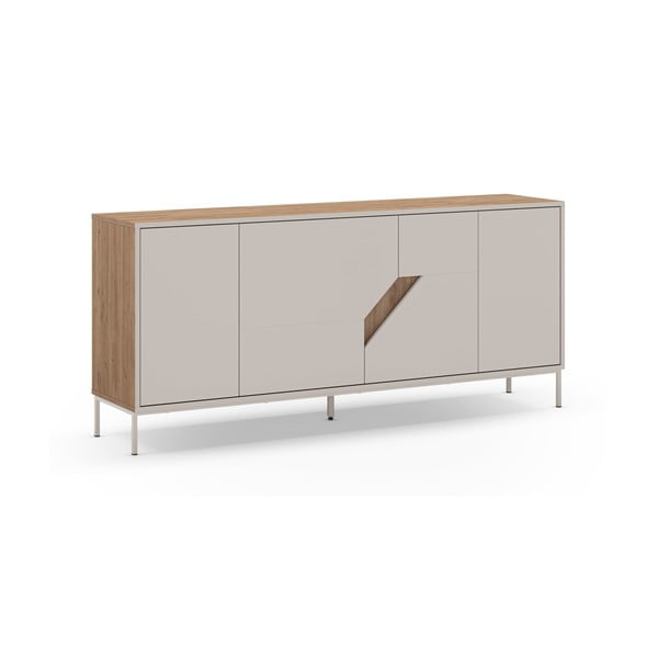 Кремавo-естествен скрин от декор от дъб  180x80x40 cm Lilou – Marckeric-image-2