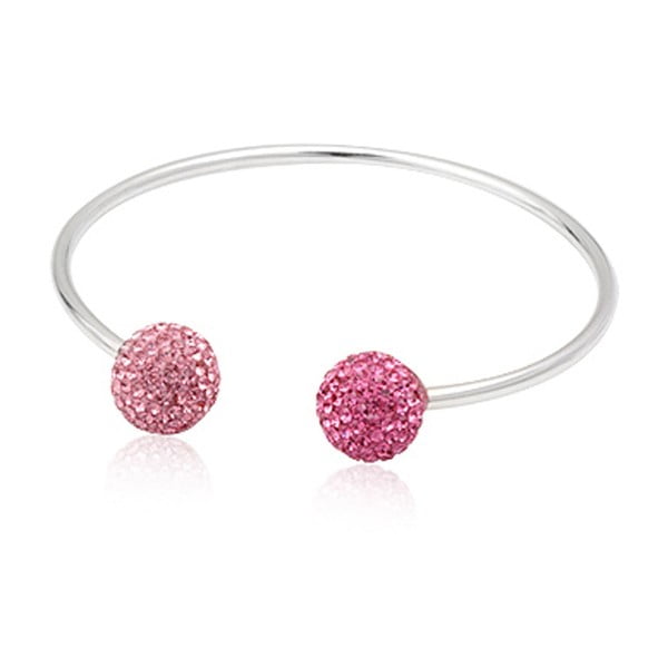 Сребърна гривна с розови кристали Bangle - Swarovski Elements Crystals