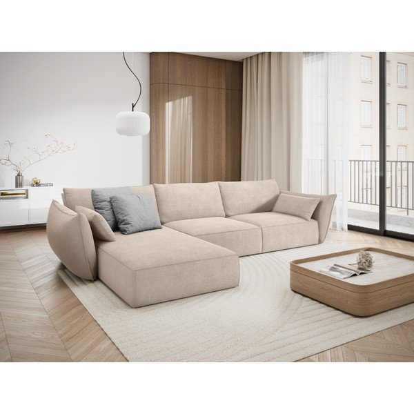 Бежов ъглов диван (ляв ъгъл) Vanda - Mazzini Sofas-image-1