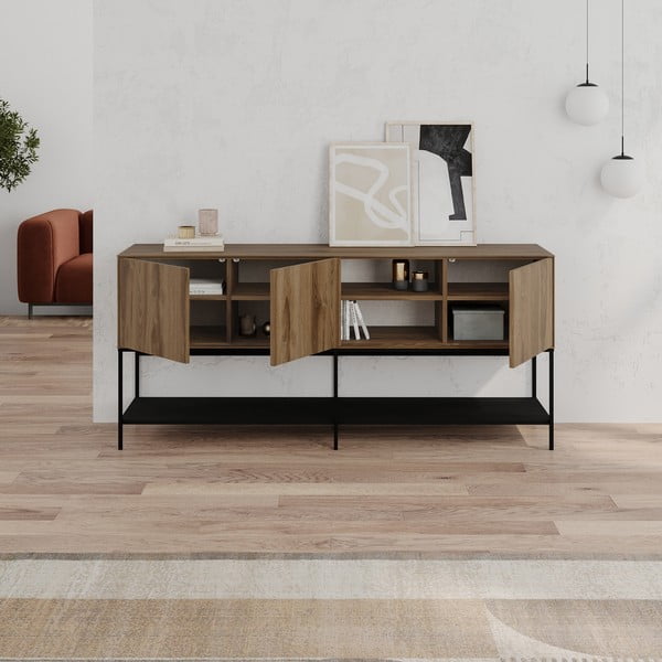 Черно-естествен скрин от декор от дъб  180x80x40 cm Amira – Marckeric-image-2