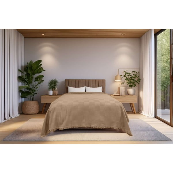 Бежово памучно покривало за легло 140x200 cm Russel – Mijolnir-image-1