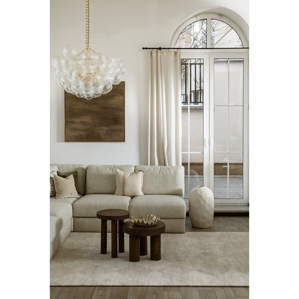 Бежов вълнен килим 133x190 cm Agnus Checkered – Agnella-image-1