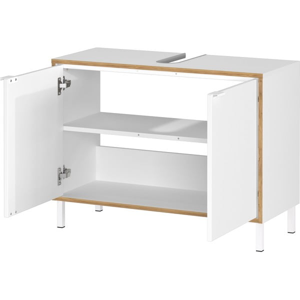 Бял висок шкаф за мивка 80x60 cm Topeka – Germania-image-3