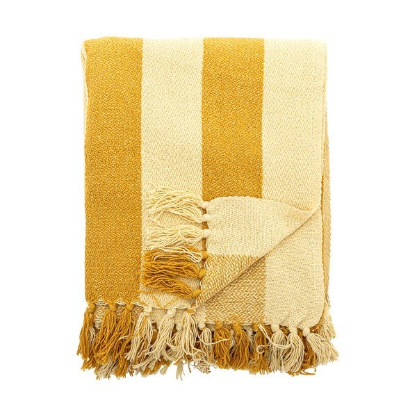 Жълто одеяло от рециклиран памук 130x160 cm Frello – Bloomingville