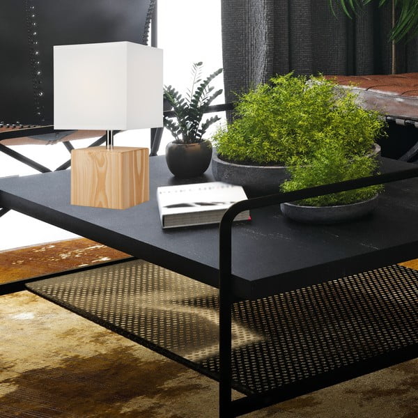 Светлокафява настолна лампа с текстилен абажур, височина 29,5 cm Natura - LAMKUR-image-1