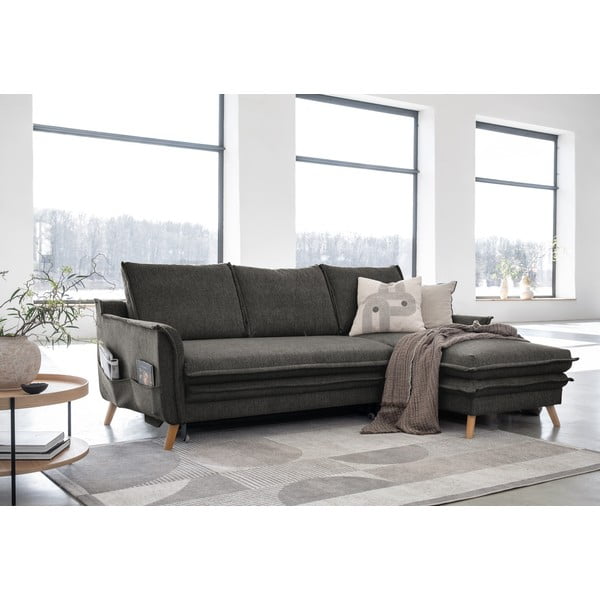 Тъмносив разтегателен ъглов диван (десен ъгъл) Charming Charlie – Miuform-image-3