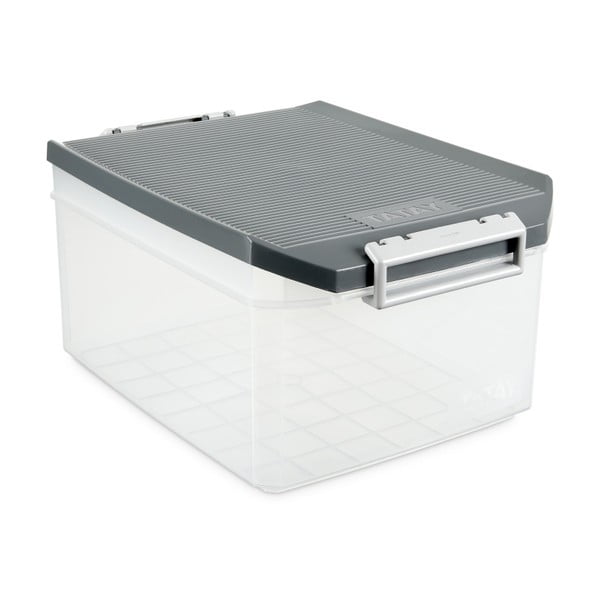 Прозрачна кутия за съхранение със сив капак Кутия за съхранение, 14 L - Ta-Tay
