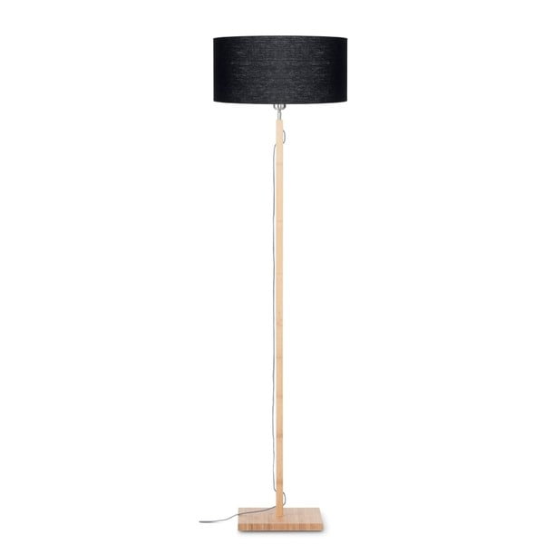 Подова лампа с черен абажур и конструкция от бамбук Fuji - Good&Mojo