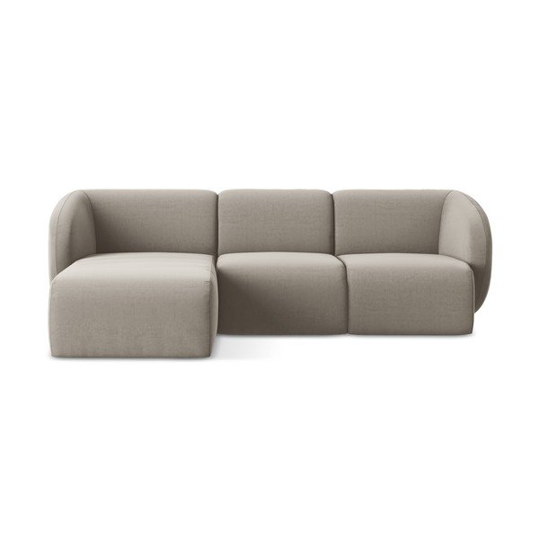 Светлокафяв кадифен ъглов диван (ляв ъгъл) Lani – Makamii