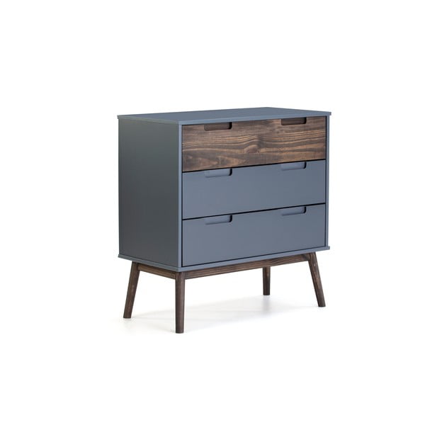 Антрацит/тъмнокафяв висок боров скрин 80x82 cm Nussa - Marckeric-image-2