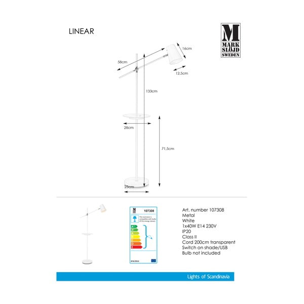 Бяла свободностояща лампа с място за съхранение Linear - Markslöjd-image-3