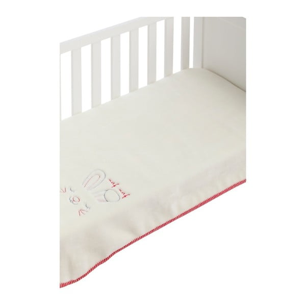 Бебешко одеяло с червени детайли Заек, 110 x 140 cm - Naf Naf