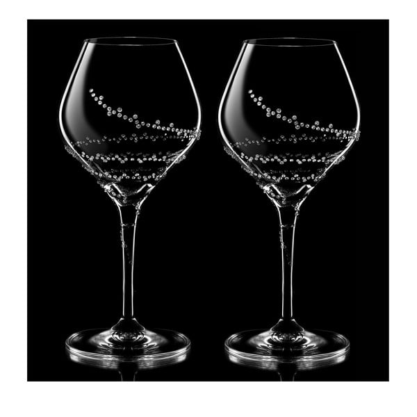 Комплект от 2 чаши за вино Selene с елементи Swarovski в луксозна опаковка - Bohemian Grace