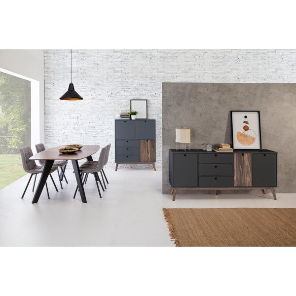 Антрацитно сив висок скрин с чекмеджета Kiara - Marckeric-image-1