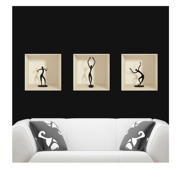 Комплект от 3 стикера с 3D ефект Танцуващи фигури - Ambiance