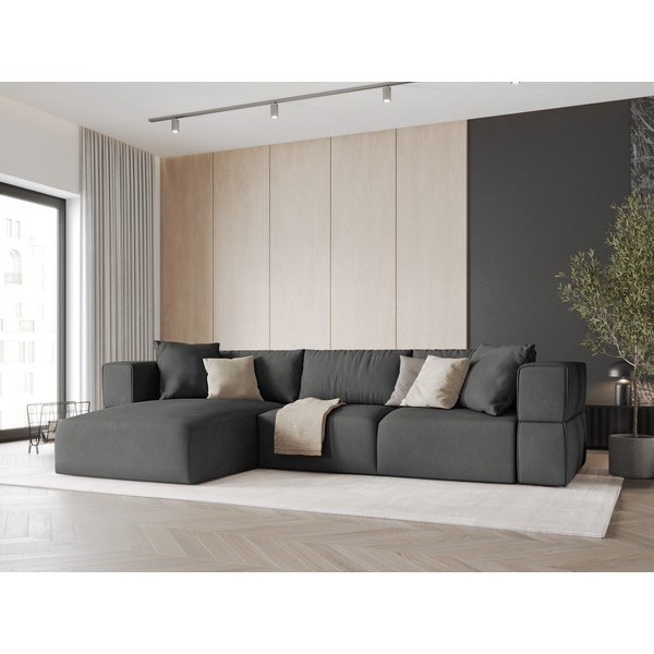 Тъмносив ъглов диван, ляв ъгъл Esther – Milo Casa-image-1