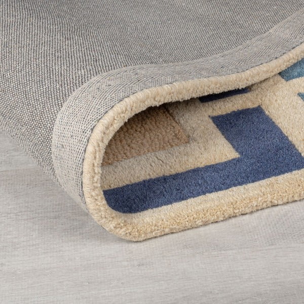 Ръчно изработен вълнен килим в син и оранжев цвят 160x230 cm Retro Blocks – Flair Rugs-image-2