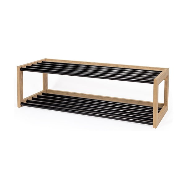 Черна/естествена метална етажерка за обувки - Woodman-image-3