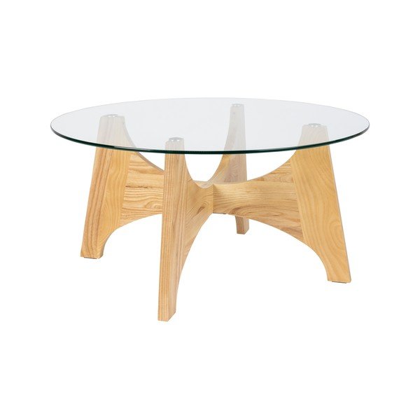 Кръгла масичка за кафе със стъклен плот в естествен цвят ø 80 cm Kobe – Zuiver