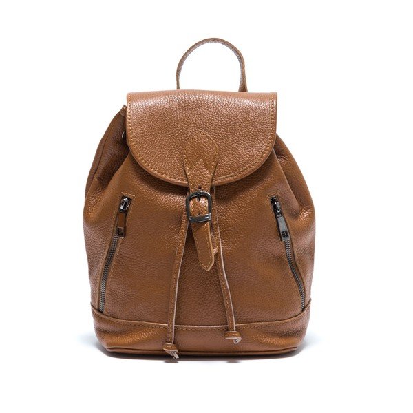 Koňakově hnědý kožený batoh Isabella Rhea no. 1200