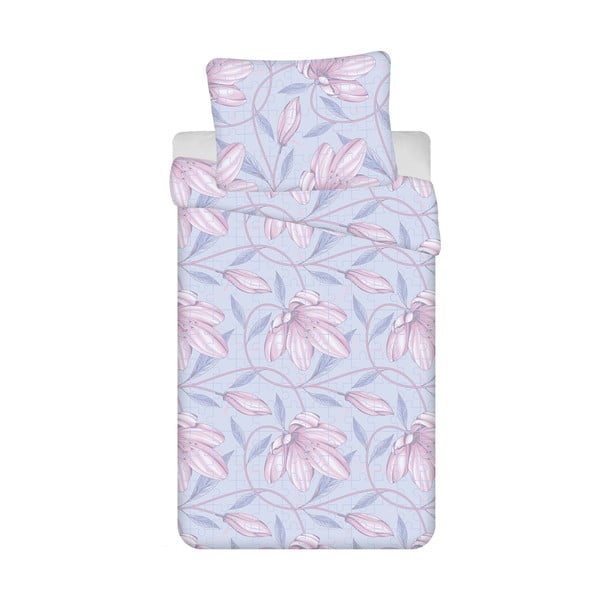 Светлосиньо-розово памучно спално бельо от 4 части за единично легло 140x200 cm Orona - Jerry Fabrics