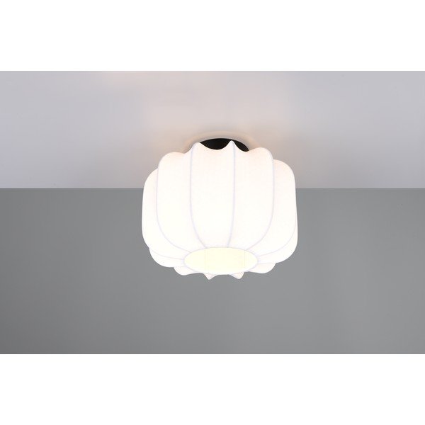 Бяло метално осветително тяло за таван с текстилен абажур ø 25 cm Madleine – Reality-image-1