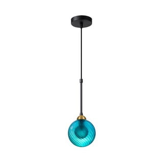 Синьо  висящо осветително тяло със стъклен абажур ø 12 cm Twister – Squid Lighting