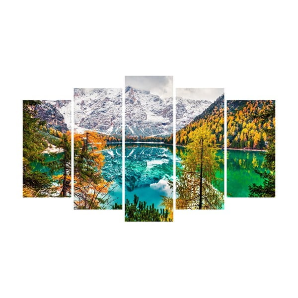 Картина от няколко части върху платно Планински пейзаж с езеро - Unknown