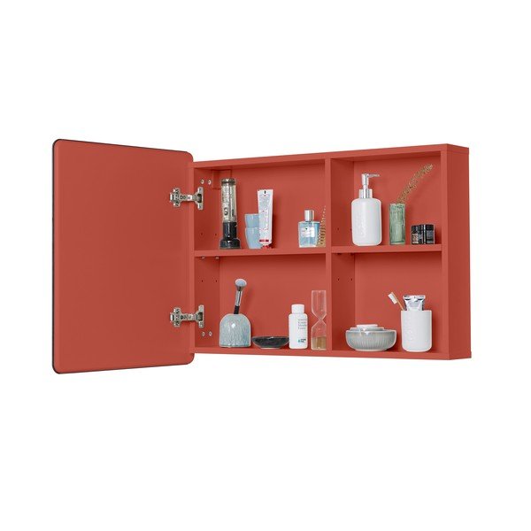 Червен стенен шкаф за баня с огледало Голям Color Bath - Tom Tailor-image-4