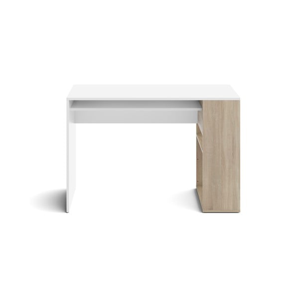 Бяла работна маса от дъб 114x50 cm Yale - TemaHome