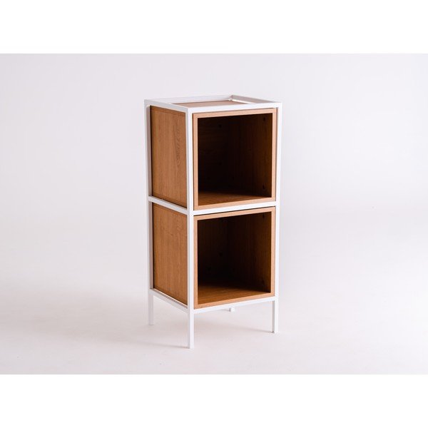 Бяла етажерка за книги в дъбов декор 45x102 cm Skap - CustomForm-image-2