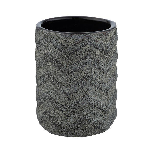 Тъмно сива ръчно рисувана чаша за четка за зъби Mantua - Wenko-image-3