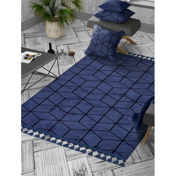 Син миещ се килим 180x120 cm - Vitaus-image-1