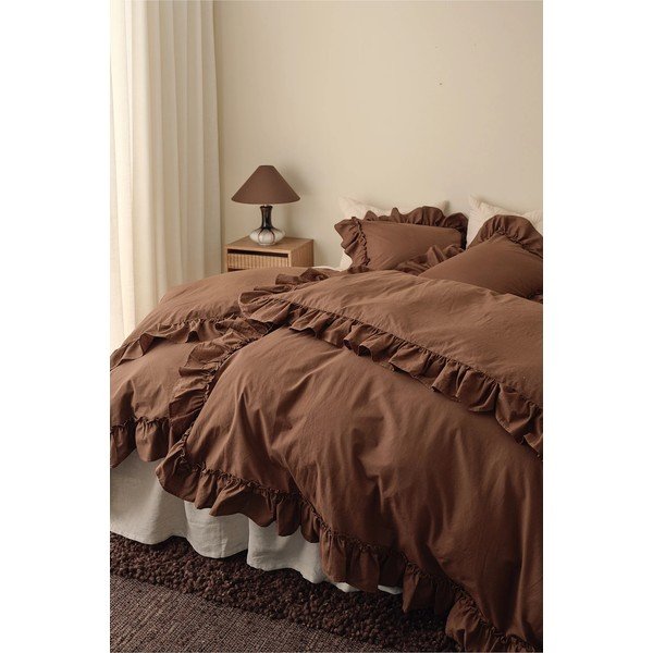 Кафяво единично  спално бельо от органичен памук 150x200 cm Juliette – Ellos Home-image-1