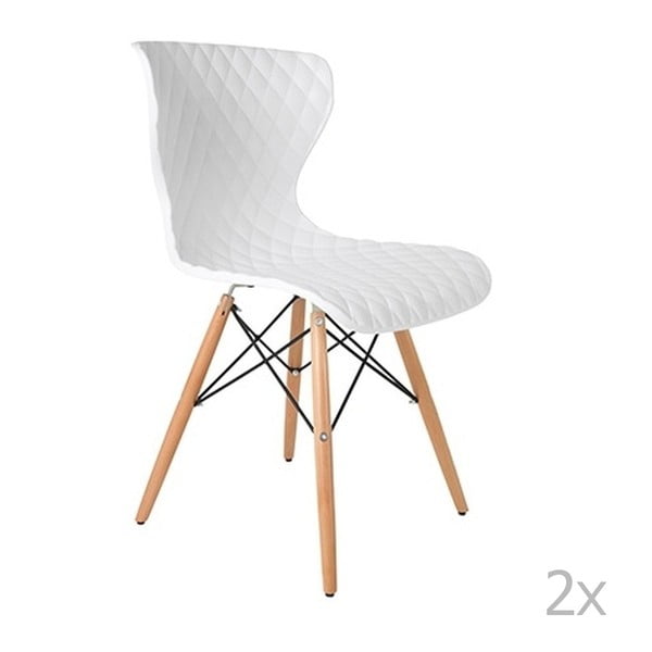 Sada 2 bílých židlí s bukovým podnožím White Label Crow