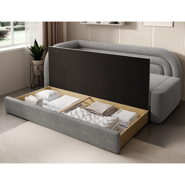 Сив разтегателен диван с място за съхранение от букле ляв ъгъл 223 cm Fabillo – ELTAP-image-4