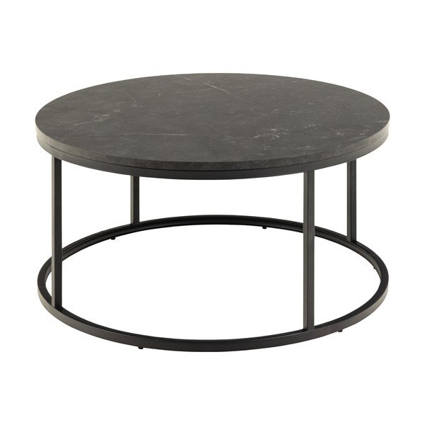 Черна кръгла масичка за кафе с плот от имитация на мрамор ø 80 cm Spiro – Actona-image-4