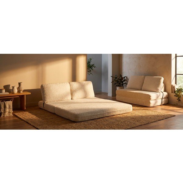 Бял сгъваем диван от прежда с примки от букле 150 cm Faster – Mauro Ferretti-image-1