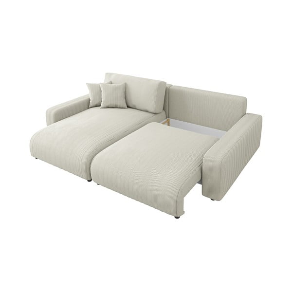 Кремав разтегателен ъглов диван от рипсено кадифе (променлив) Sara – Ropez-image-3