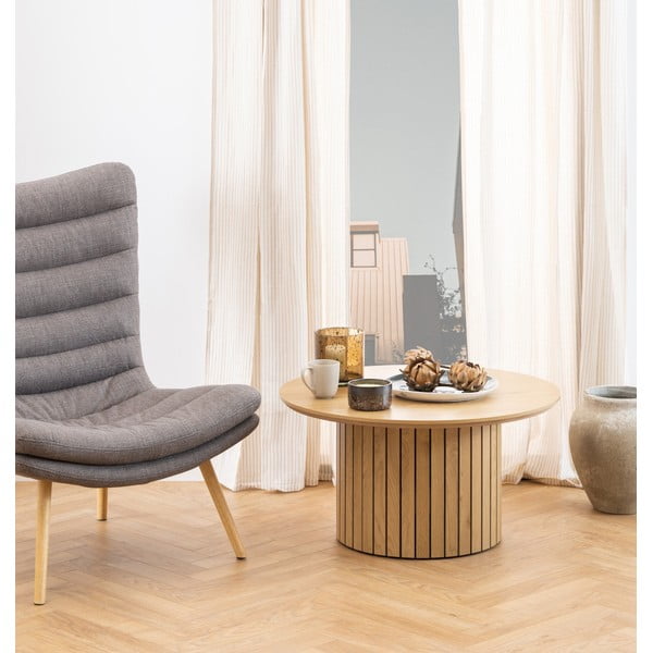 Кръгла маса за кафе с дъбов плот ø 80 cm Yale - Actona-image-1