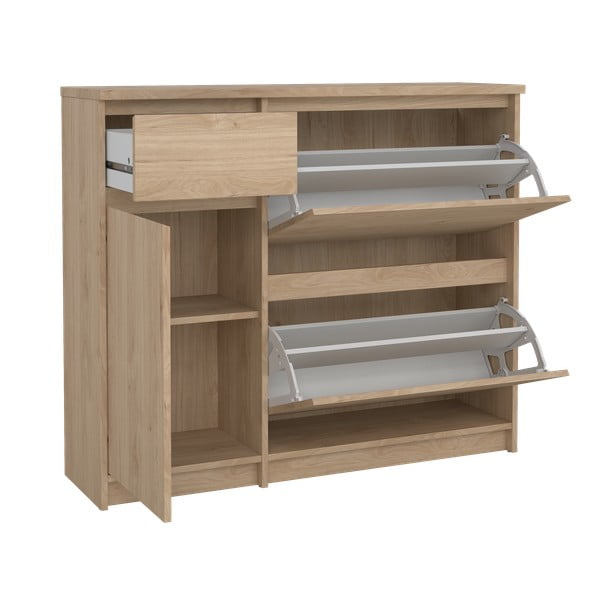 Накланяща се стойка за обувки от дъбов декор в естествен цвят 109x93x32 cm Naia – Tvilum-image-4