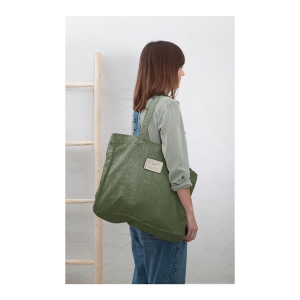 Чанта от плат Зелен мъх, ширина 42 cm - Really Nice Things-image-1