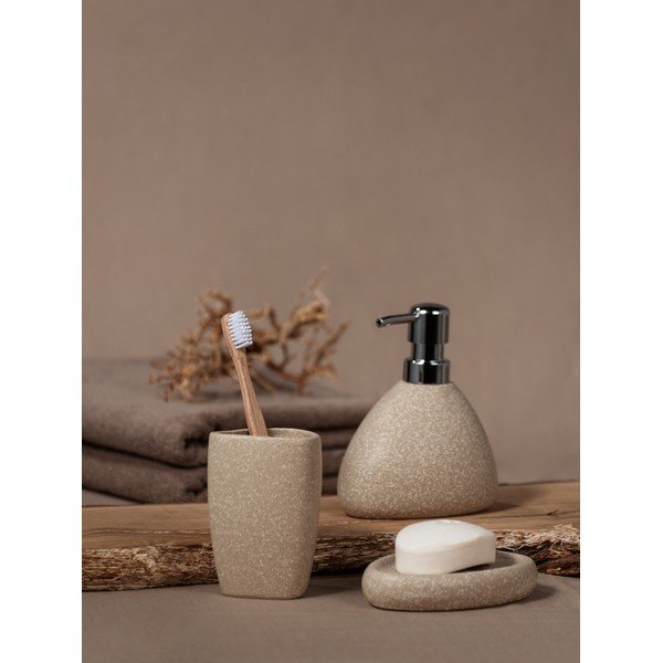 Бежова керамична чаша за четки за зъби Pion - Wenko-image-4
