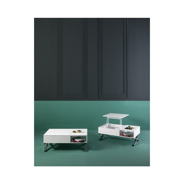 Бяла масичка за кафе с разтегателен плот Manila - Marckeric-image-3