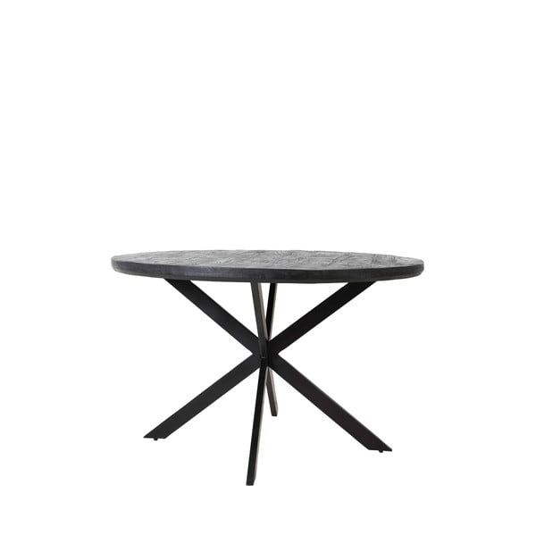 Черна кръгла трапезна маса с акациев плот ø 120 cm Yellov – Light & Living