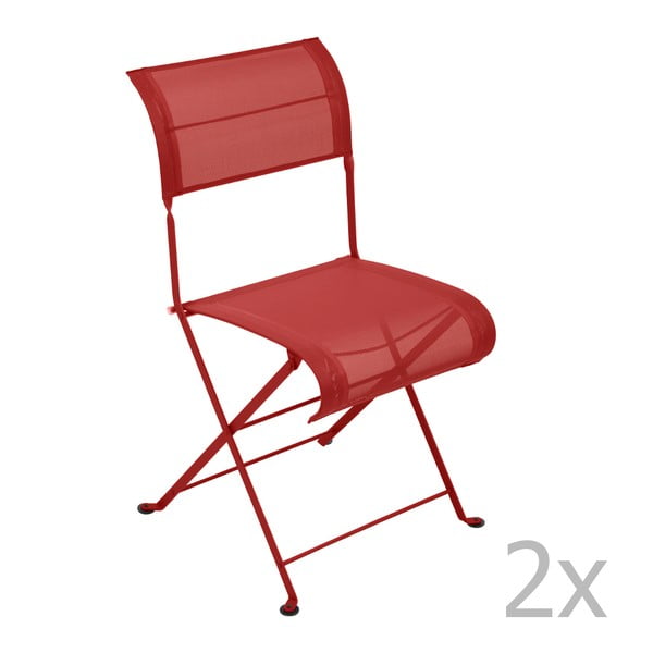 Sada 2 sytě červených skládacích židlí Fermob Dune
