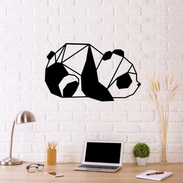 Черна метална декорация за стена , 55 x 33 cm Panda - Wallity
