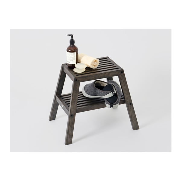 Черна дъбова табуретка с ламели - Wireworks-image-4