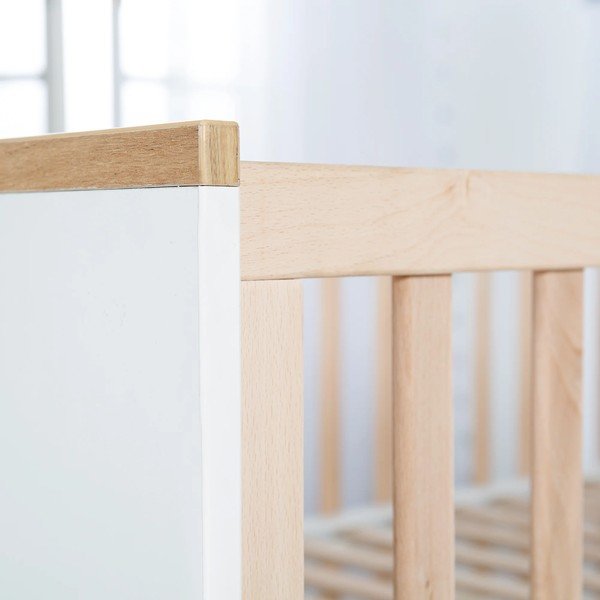 Детско легло от букова дървесина в бял и естествен цвят 70x140 cm Finn - Roba-image-2